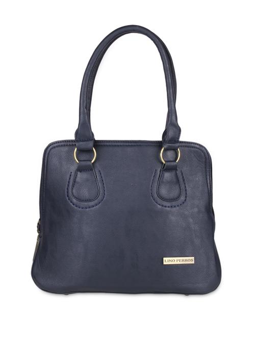 solid navy blue leatherette handbag - 9653903 - Very Small Image - 1