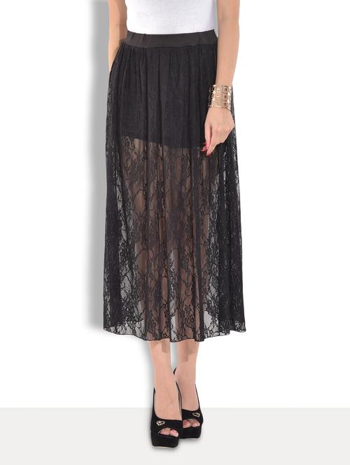black flared maxi skirt - 9655372 - Very Small Image - 1