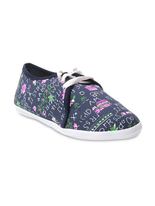 Navy blue printed canvas sneakers - 9656215 - Very Small Image - 1