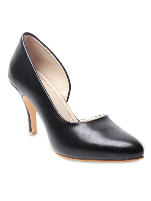 black plain pointed-toe kitten heel pumps - 9656243 - Very Small Image - 1