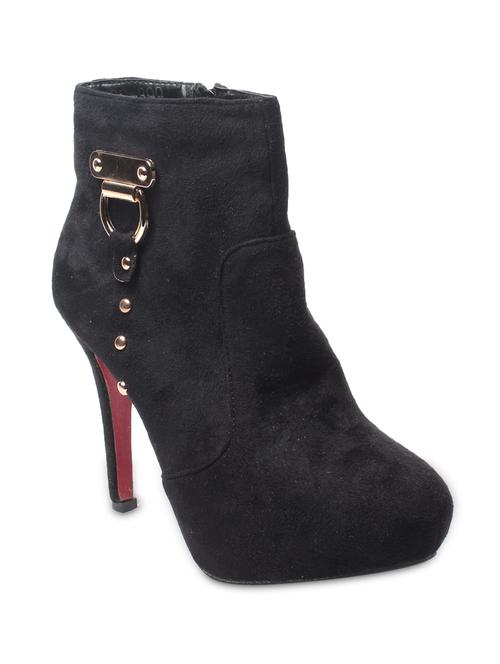 Black leatherette ankle length boots - 9656290 - Very Small Image - 1