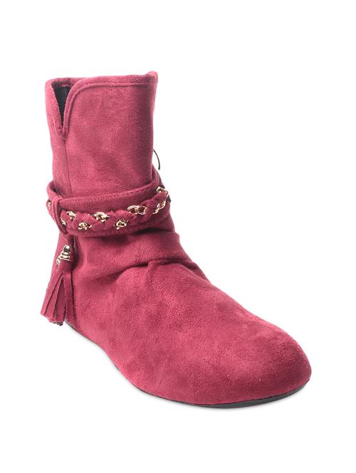 Violet suede zip-up flat ankle length boots - 9656313 - Very Small Image - 1