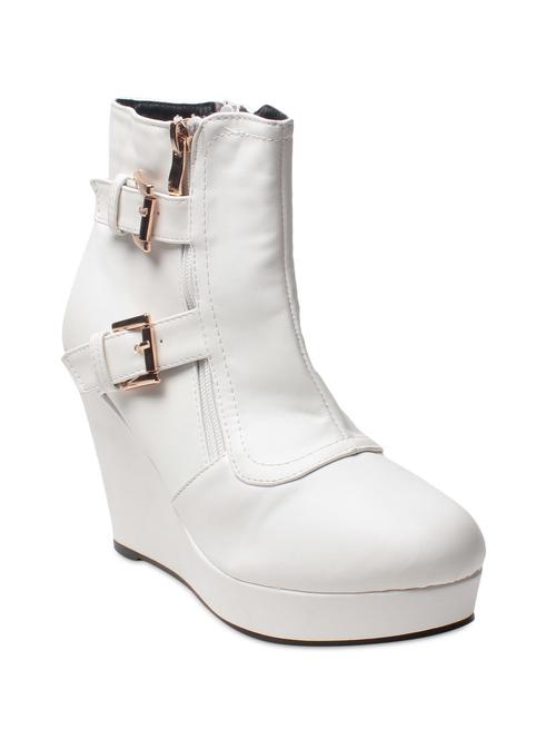 white color plain round toed boots - 9656326 - Very Small Image - 1