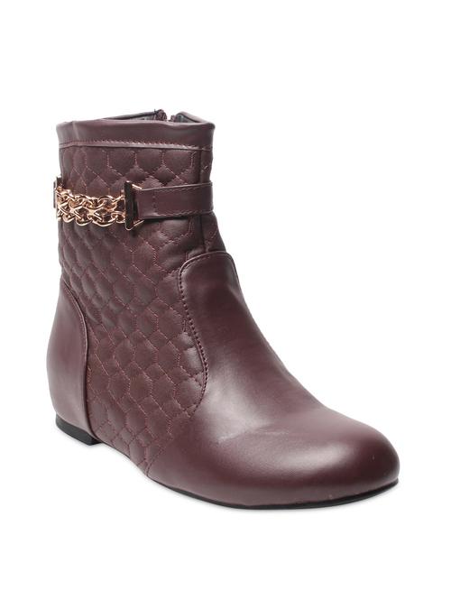 Brown Quilted Round Toed Boots - 9656386 - Very Small Image - 1