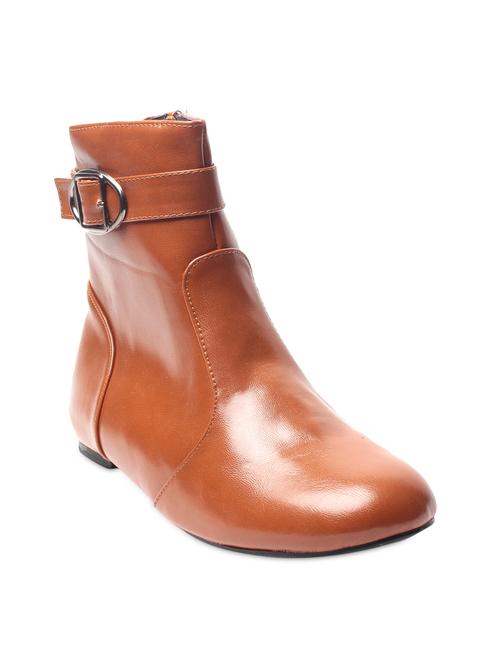 Brown Plain Round Toed Boots - 9656389 - Very Small Image - 1