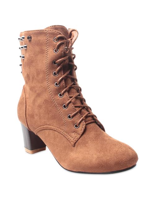 Brown Plain Round Toed Boots - 9656393 - Very Small Image - 1