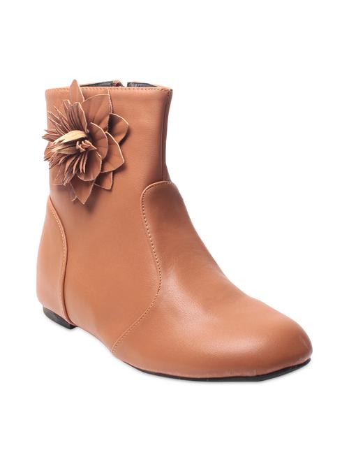Brown Plain Round Toed Boots - 9656397 - Very Small Image - 1