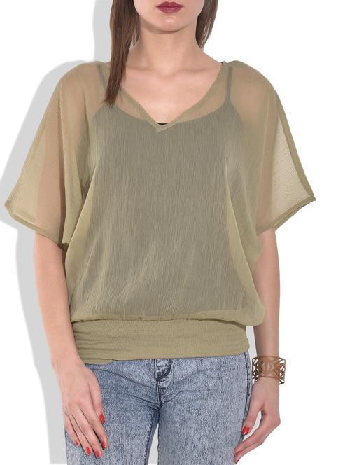women's blouson v neck top - 9656421 - Very Small Image - 1