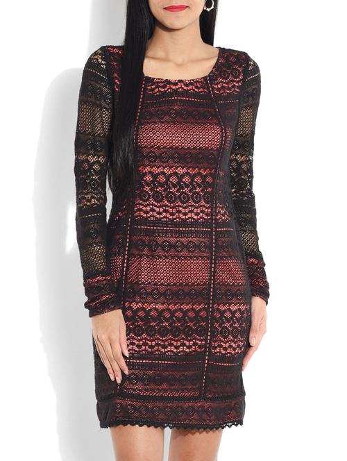 black and peach laced dress - 9656791 - Very Small Image - 1