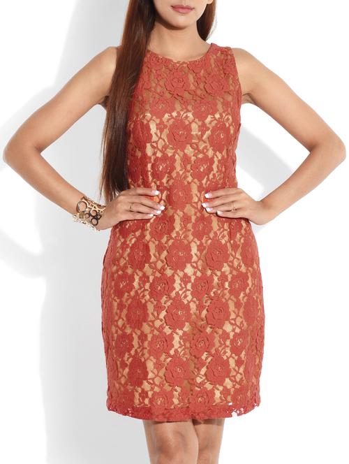 orange laced dress - 9656813 - Very Small Image - 1