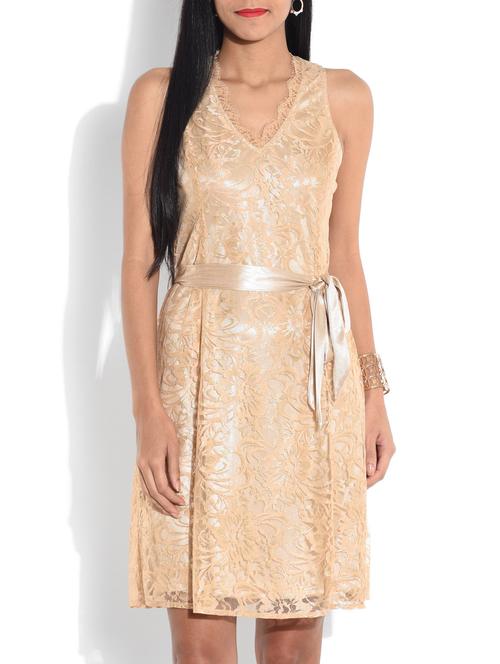 beige laced dress - 9656835 - Very Small Image - 1