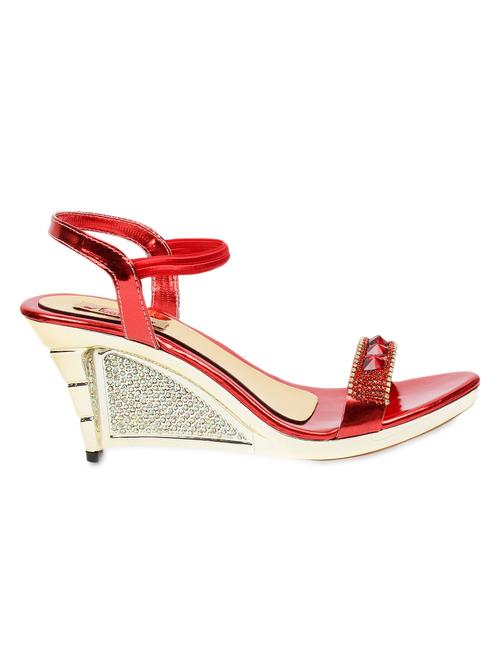 red leatherette wedges - 9656898 - Very Small Image - 1