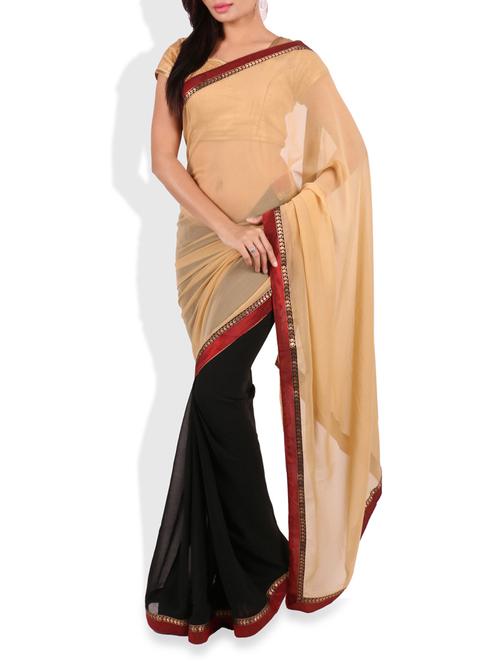 multi color half and half georgette saree with blouse - 9656961 - Very Small Image - 1