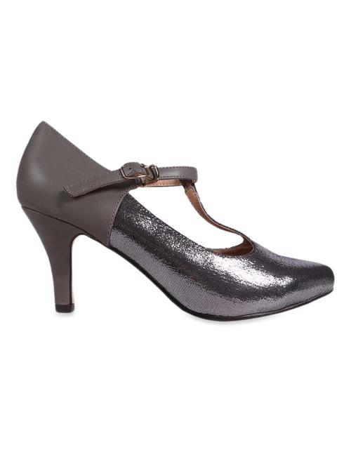 grey faux leather t-strap heels - 9657767 - Very Small Image - 1