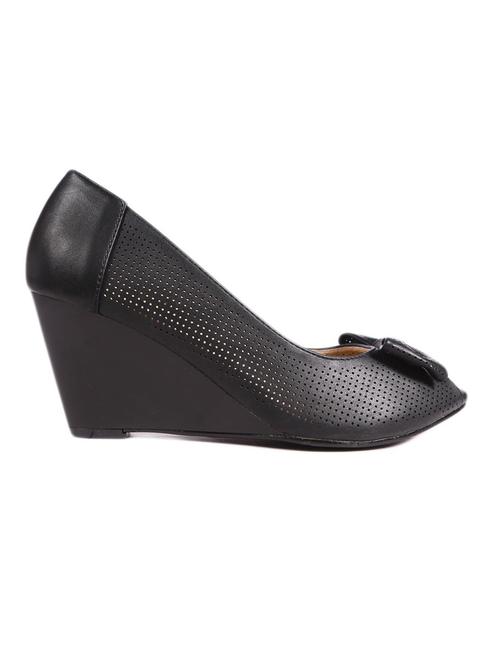 black bow embellished peep-toe wedges - 9657773 - Very Small Image - 1