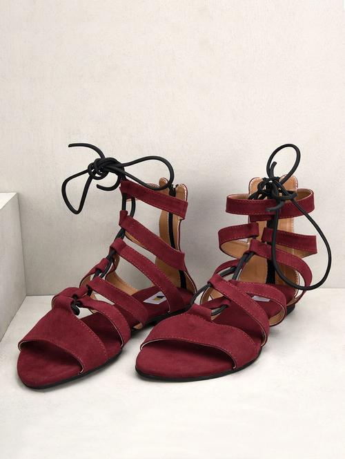 maroon suede gladiator sandals - 9658840 - Very Small Image - 1