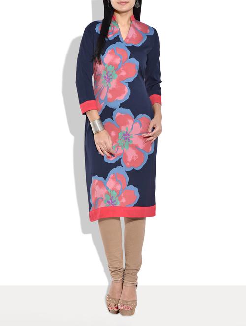 blue and pink printed kurti - 9659419 - Very Small Image - 1