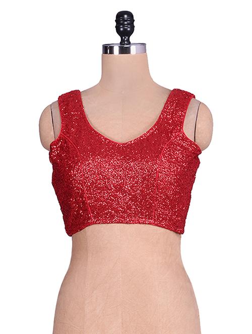 red shimmer cotton blouse - 9662227 - Very Small Image - 1