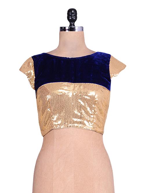 gold and blue sequined velvet blouse - 9662235 - Very Small Image - 1