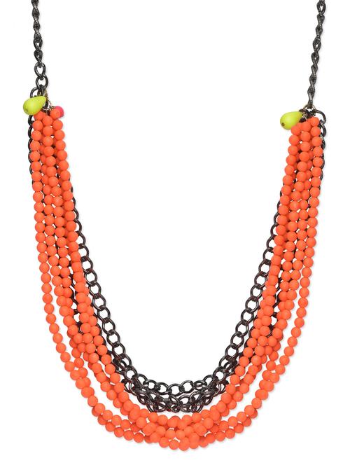 orange beaded layered chain necklace - 9662658 - Very Small Image - 1