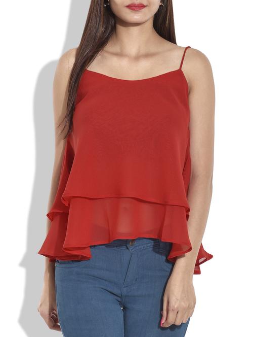 red sleeveless layered top - 9664252 - Very Small Image - 1