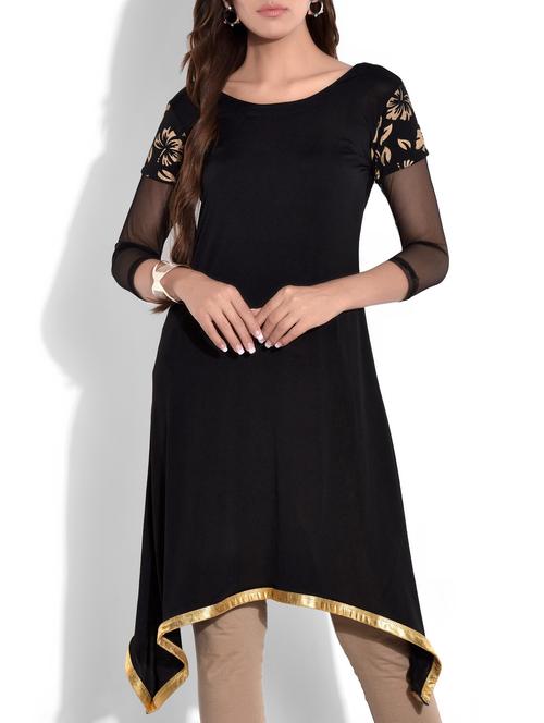 black and gold net kurta - 9666335 - Very Small Image - 1