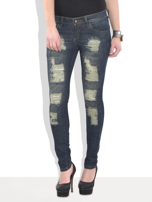 dark blue ripped stretchable jeans - 9667281 - Very Small Image - 1