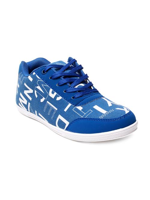 Blue Printed Canvas Lace-Up Sneakers - 9667462 - Very Small Image - 1