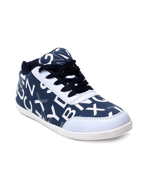 Blue Printed Canvas Lace-Up Sneakers - 9667464 - Very Small Image - 1