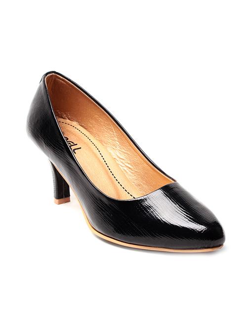black faux leather textured pumps - 9667487 - Very Small Image - 1