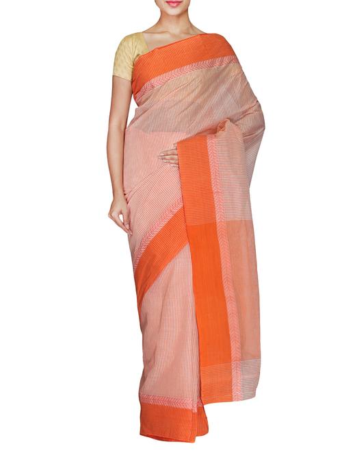 orange Cotton tant saree - 9667654 - Very Small Image - 1
