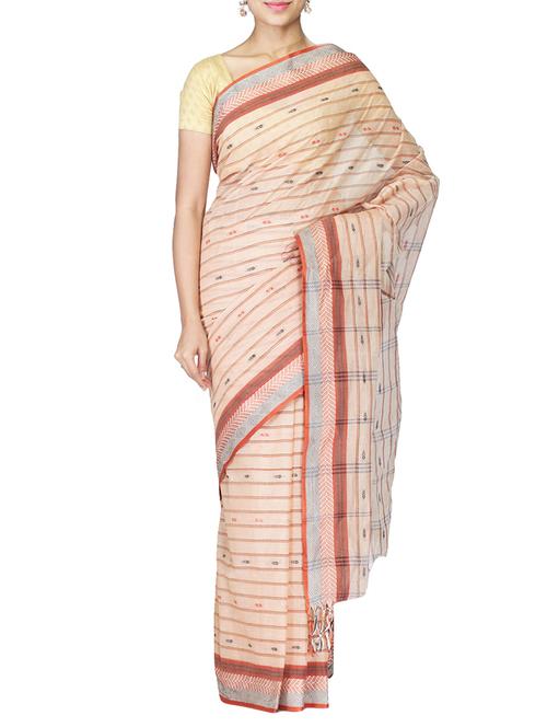 BEIGE Cotton tant saree - 9667689 - Very Small Image - 1