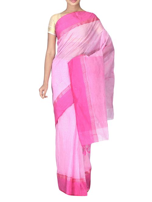 pink Cotton tant saree - 9667698 - Very Small Image - 1