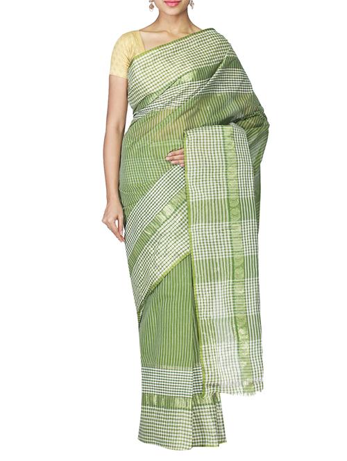 green Cotton tant saree - 9667703 - Very Small Image - 1