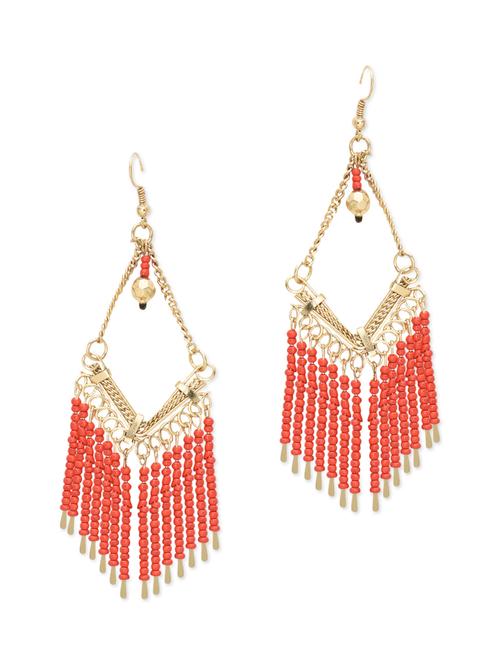 gold and red multi beaded drop earrings - 9675247 - Very Small Image - 1