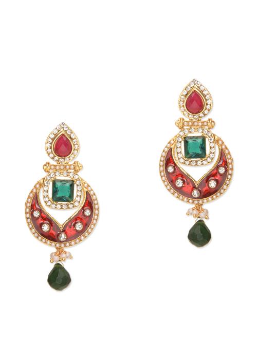 red and green embellished earrings - 9675345 - Very Small Image - 1