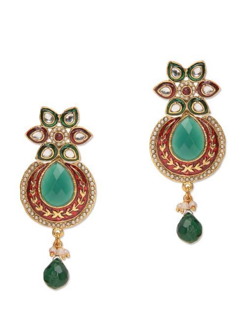 multicolored crystal and pearl embellished drop earrings - 9675360 - Very Small Image - 1