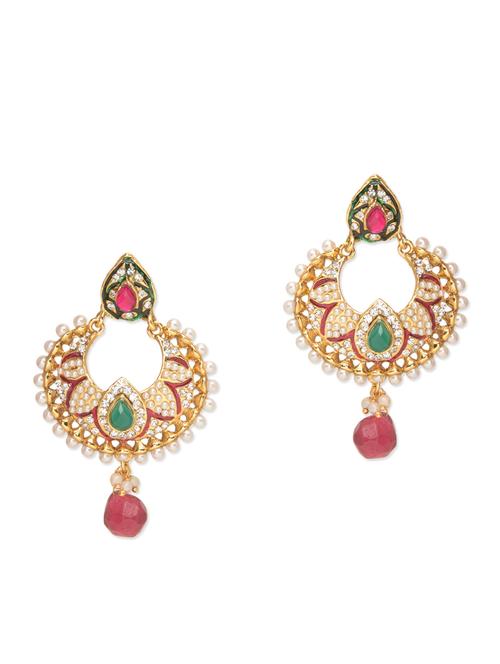 pink and green embellished chand bali - 9675379 - Very Small Image - 1