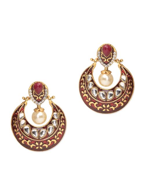 maroon embellished chand bali - 9675387 - Very Small Image - 1