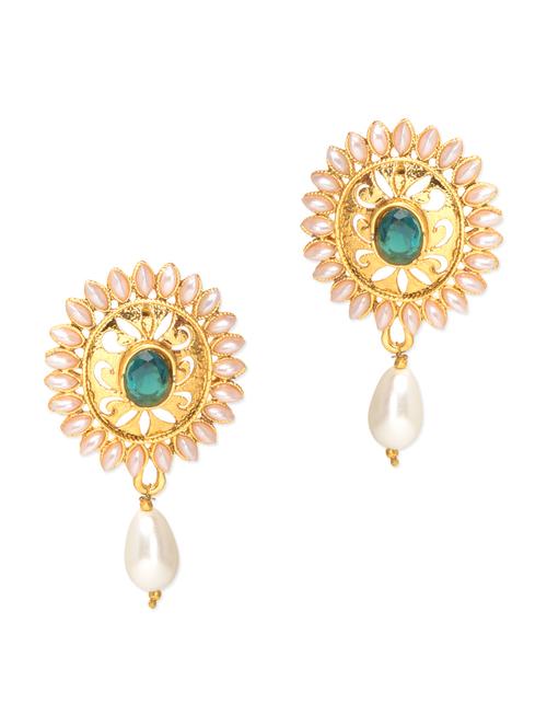 gold embellished drop earrings - 9675390 - Very Small Image - 1