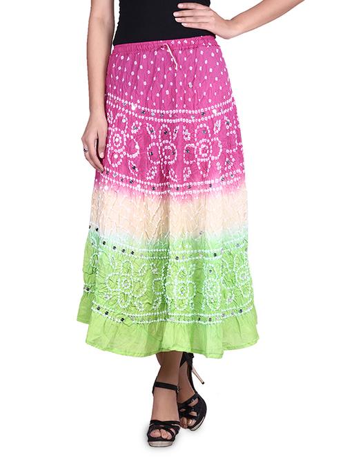multicolored printed n sequined cotton skirt - 9675497 - Very Small Image - 1