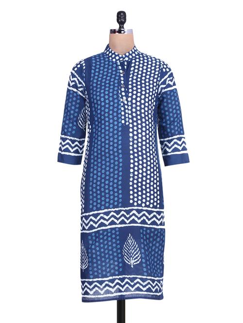 blue and white cotton kurta - 9676844 - Very Small Image - 1