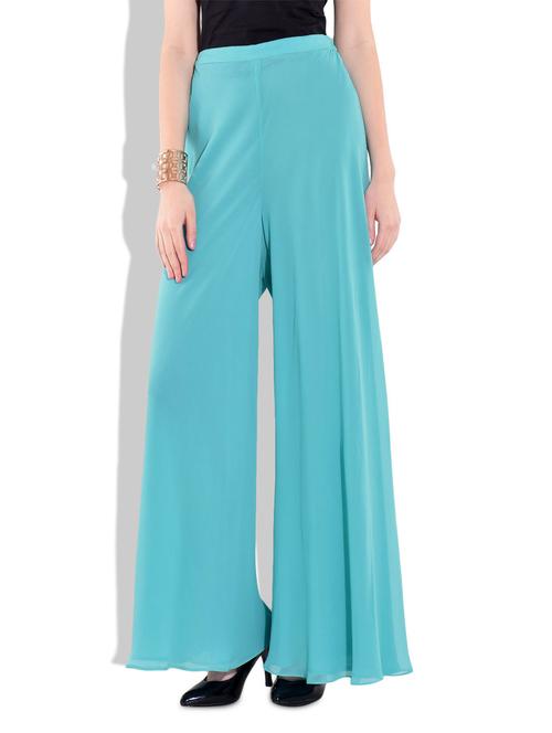 solid sea blue polygeorgette palazzo - 9680640 - Very Small Image - 1