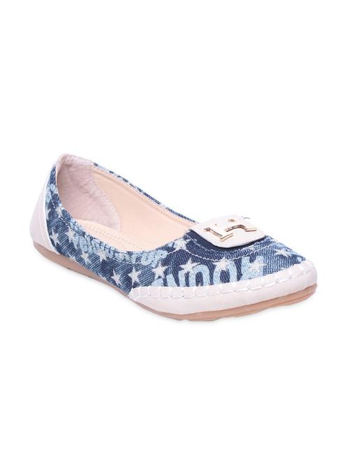 blue and white printed leatherette ballerinas - 9681875 - Very Small Image - 1
