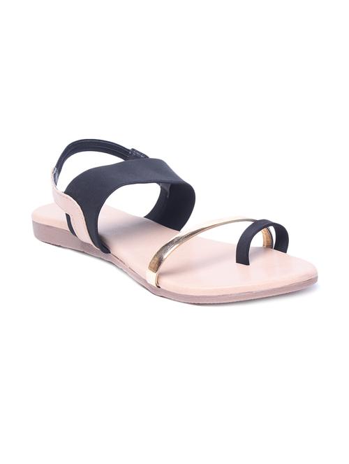 black strappy leatherette flats - 9681896 - Very Small Image - 1