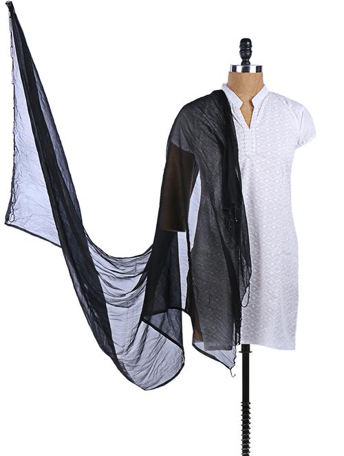 black chiffon plain dupatta - 968307 - Very Small Image - 1