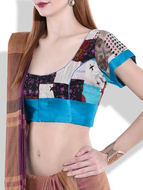 multicoloured patch-worked short sleeved blouse - 9683101 - Very Small Image - 1