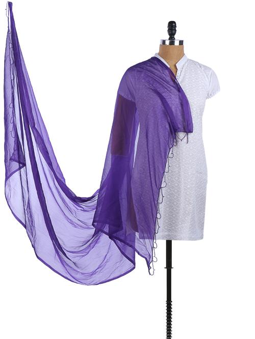 royal blue chiffon plain dupatta - 968313 - Very Small Image - 1
