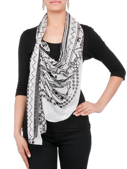 black and white printed scarf - 9683268 - Very Small Image - 1