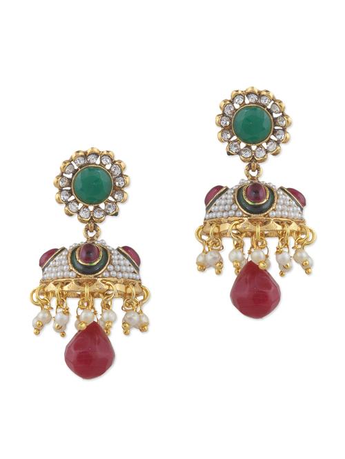 multicolored brass stonework earrings - 9683739 - Very Small Image - 1